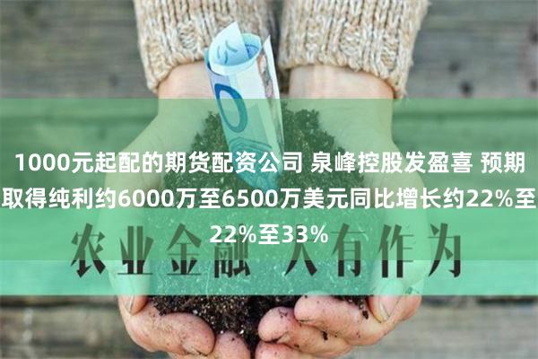 1000元起配的期货配资公司 泉峰控股发盈喜 预期中期取得纯利约6000万至6500万美元同比增长约22%至33%